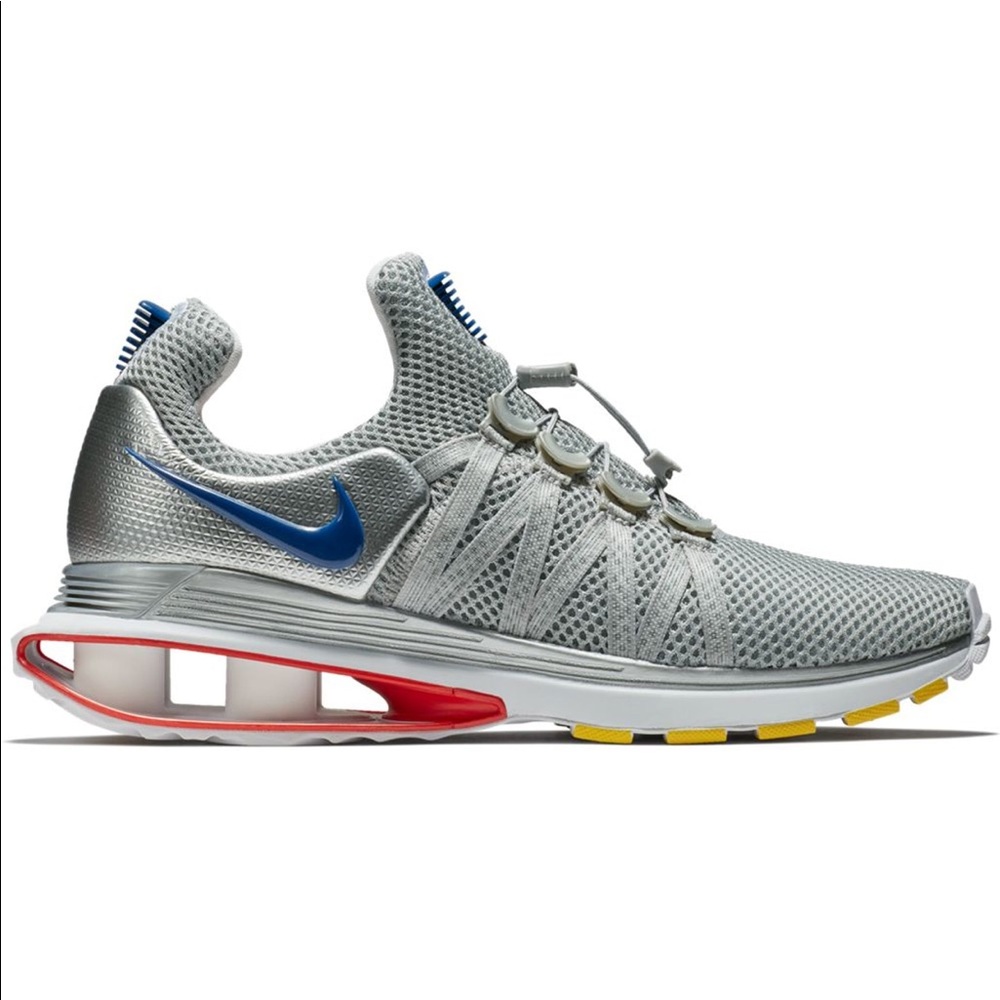 Nike Shox Gravity Metallic Silver Red Gym Blue